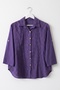 Purple Shirt Collar 3/4 Sleeve Buttoned Embroidered Casual Cotton Woven Shirt 70 64 - 2