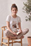 Short Sleeve Patterned Summer Women's Pajama Set - 4