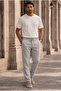 Sorrentino Relax Fit 100% Cotton Flared Fabric Men's Jogger Pants - Mineral Gray - 6