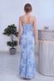 Women's Evening Dress Floral Embossed Maxi Length Adjustable Strap Gown Graduation Dress Baby Blue, Yellow, Burgundy - 7