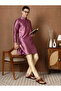 Mens Self Design Jacquard Silk Kurta Set - 6