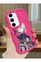 Samsung Galaxy S24 Fe Compatible Case Camera Protector Red Silicone Couple Phone Case Girl Pattern