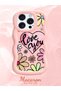 iPhone 16 Pro Max Compatible Case with Camera Protection Pink Silicone Couple Phone Case with Floral Pattern - 2