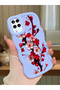 Samsung Galaxy M12 Compatible Case Camera Protector Blue Silicone Couple Phone Case Floral Pattern