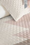 Geometric Beige Modern Young Room Single Pique Set - Powder Gray 160X220 cm Quilted Bedspread - 3