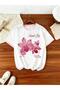 Girl's Simple Joy Printed Pink Ribbed White T-Shirt-Pink Ribbed Shorts Set 100% Cotton - 5