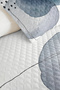 Blue Geometric Young Room Single Pique Set - Gray Minimal 160X220 cm Quilted Bedspread - 3