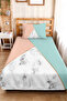 Pastel Geometric Young Girl's Room Single Pique Set - Marble Powder Mint 160X220 cm Bedspread - 2