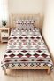 Ethnic Geometric Burgundy Young Room Single Pique Set - Bohemian Black Cream 160X220 cm Bedspread - 2
