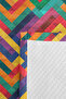 Geometric Colorful Youth Room Single Pique Set - Zigzag Turquoise Yellow 160X220 cm Bedspread - 7