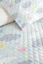 Cloud Moon Star Blue Children's Pique Set - Pastel Gray Yellow 160X220 cm Quilted Bedspread - 3
