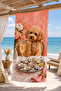 Coffee Color Dog Tableware Patterned 70X150 Beach Towel - 4