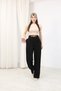 Calista Women's High Waist Wide Leg Fabric Trousers with Belt Detail - Belt Included