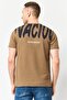 Men Crew Neck Short Sleeve Graphic Print T-Shirt, Brown - 4