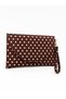 Brown Polka Dot Women's Clutch Bag with Curved Cover Portfolio Handbag - 2
