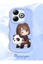 Infinix Smart 8 Compatible Case Camera Protector Blue Silicone Couple Phone Case Panda Pattern - 2