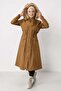 Eyelet Detailed Embroidered Coat Brown 10354 - 4