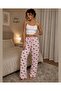 Intive Comfort Powder Red/Black Ribbon Patterned Pajama Bottoms with Elastic Waistband - 2