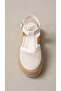 Women's White Mesh Detailed Straw High-Heeled Sandals 4cm Byndk95 - 6