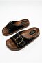 9691 Anatomical Comfortable Flexible Trok Patterned Women's Slippers with Buckle Detail - 7