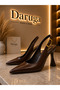 Women's Brown Patent Leather Pointed Toe Thin Heeled Shoes – Stylish for Office, Events, and Daily Use