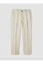 Beige Regular Fit 100% Linen Men's Pleated Trousers