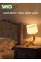 3-Color LED Table Lamp Fabric Lampshade Online Switch Bedside Lamp Solid Wood Base Night Light Home - 5
