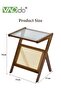 Rattan Side Table Boho NightStand Mid Century Modern End Table Glass Bedside Table Small End Tables - 6