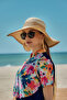 Zigzag Stripe Detailed Straw Beach Hat Rms-Rş-2103-26 Beige