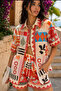 Women's Imported Artistic Patterned Shirt Shorts Set Oversize Summer Viscose Two-Piece Set - 2
