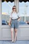 Women's Modal Diagonal High Waist Pleated Short Shorts with Side Pockets-Khaki