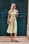 Women's Jacquard Off-Shoulder Gathered Waist Midi Dress with Pockets-Olive - 3
