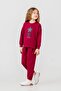 Girl's Printed Burgundy Long Sleeve Tracksuit Set Us2719-C-V4