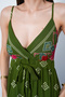 Full Length Straps Double Breasted Me Gathered Viscose Dress - 7