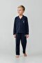 Boy's Pajama Set Embroidered Navy Blue Long Sleeve Pajama Set Us2643-C-V1