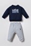 Baby Boy Printed Navy Blue Long Sleeve Pajama Set Usb3162-C-V2