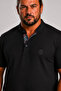 Men's Large Size Single Jersey Polo T-Shirt with Stand Collar 26400 Black - 2