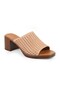 Women's Heeled Slippers Laser Cut Wide Band Thick Medium Heel Antique Leather L078.13149