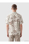 Xside Beige Relax Fit Resort Collar Patterned Men's Shirt - 4
