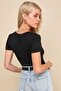 Women's Short Sleeve U Neck Double Layer Silk Jersey Bodysuit U89 - 2