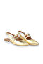 Yellow Shiny Leather Women's Flat Sandals - 3