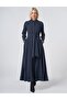 100% Lyocell Shirt Collar Dress Dark Navy Blue