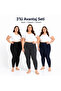 |   Women's Oversized Plus Size 3-Piece Cotton Thermal Leggings Black, Navy Blue, Anthracite (3 Pieces) - 3