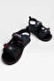 Velcro Adjustable Lightweight Comfortable Daily Children's Sandals Black - Red - 3