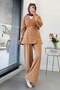 Premium V-Neck Side Buttoned Linen Trouser Suit - Camel