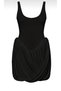 Black Thick-Strapped Balloon Mini Draped Dress with Inner Shorts, Stylish V-Cut Waist, and Comfortable Fit - 2