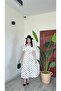 Polka Dot Short Sleeve Buttoned Belted Maxi Length Shirt Collar Very Stylish Comfortable Dress - 3