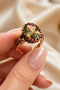 Women's Copper Ring with Zultanite Natural Stone, Color Changing Oval Claw Model Copper Ring - 3