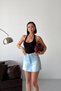 Women's 5-Pocket Classic Ice Blue Denim Shorts Skirt - 7