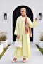 Modal Suit with Scarf Detail, Deep Slit Trousers and Pockets - Yellow - 4
